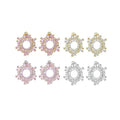 Pink Clear Baguette CZ Flower Statement Earrings, Sku#A336
