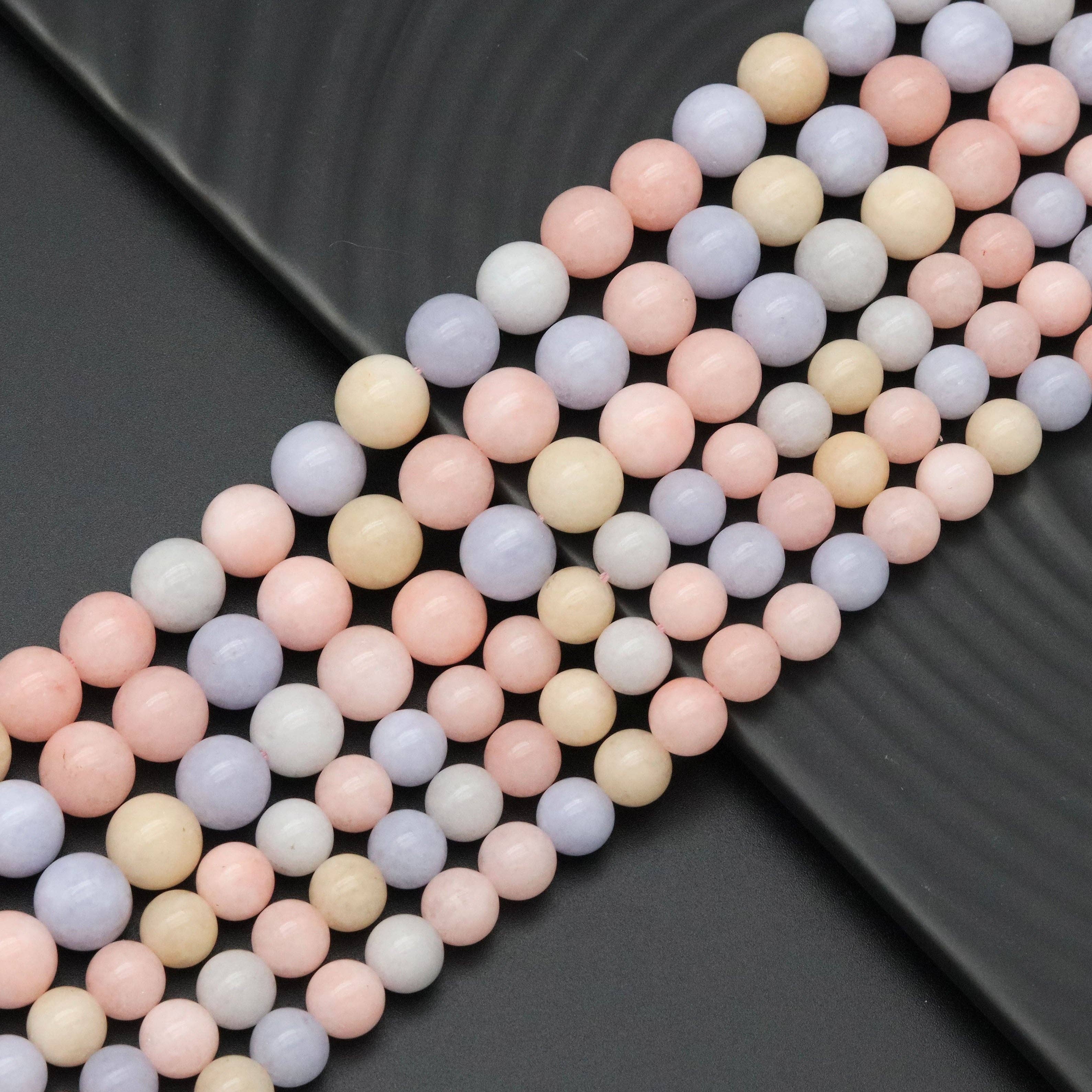 Morganite Jade Round Smooth Beads, Sku#U1820
