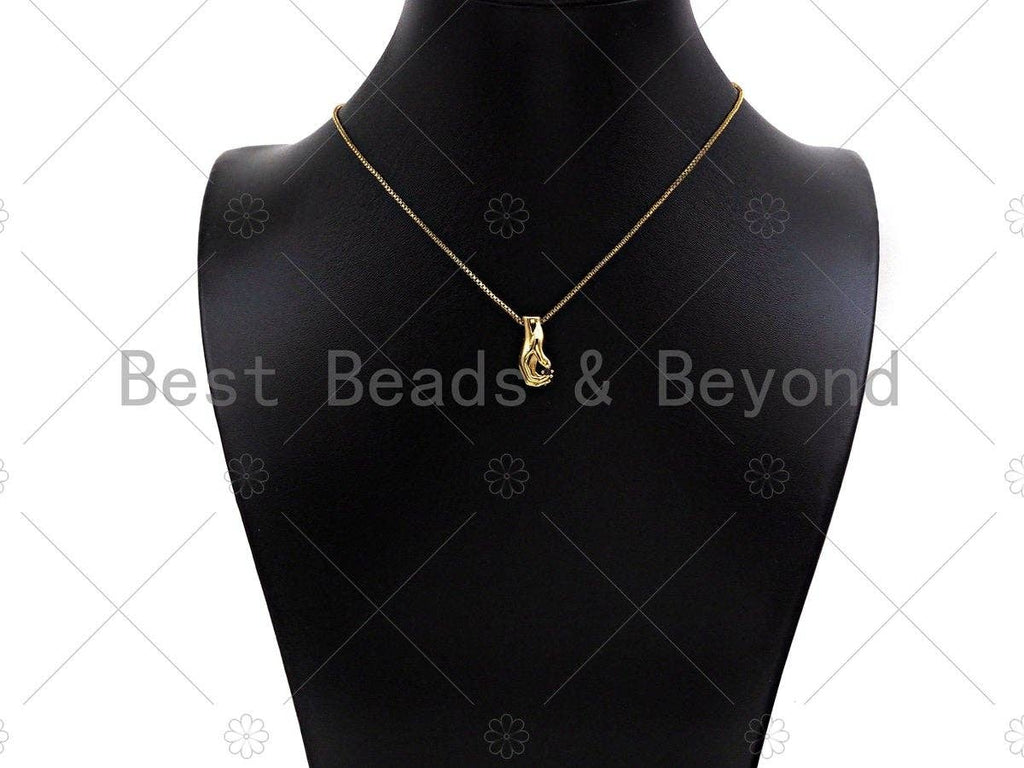 CZ Micro Pave Hand With Black Diamond Shape Pendant/Charm,Cubic Zirconia Hand Charm, Necklace Bracelet Charm Pendant,8x18mm, Sku#Z1272