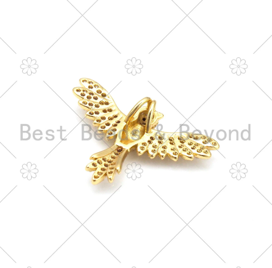Clear CZ Micro Pave Bird Shape Pendant,18K Gold Filled Bird Charm, Necklace Bracelet Charm Pendant,30x22mm, Sku#Z1407