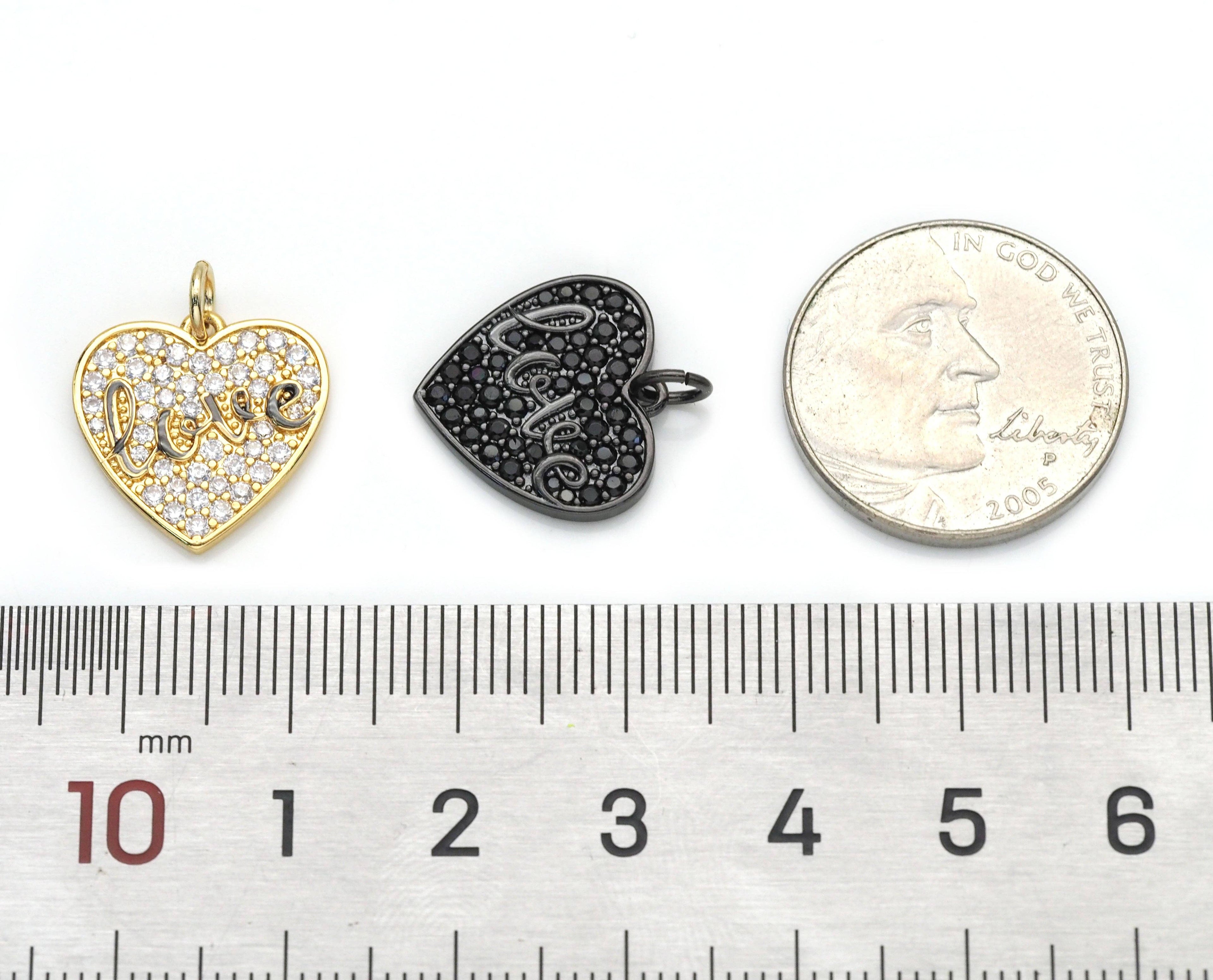 Pave Black Gold Love On Heart Pendant/Charm, sku#B337