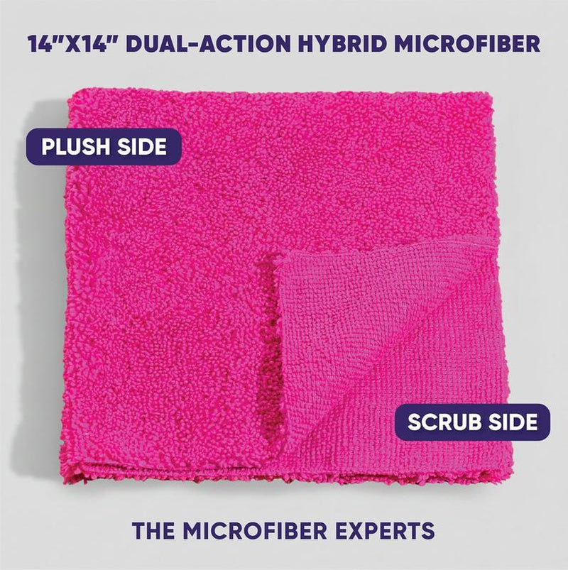 Pronto Cloth Hybrid Microfiber | New 2-In-1 Dual-Sided Scrub & Polish Towel | Scratch-Free & Reusable Professional Grade 14X14 Cloth for Auto, Kitchen & Home Cleaning