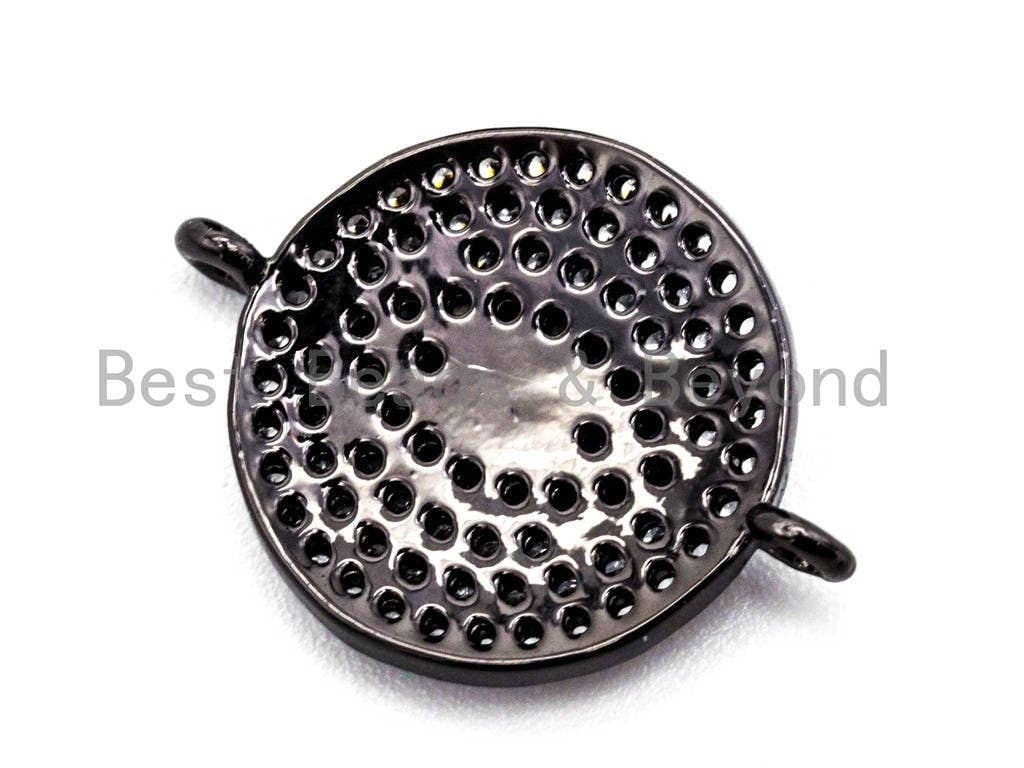 CZ Micro Pave Blue Evil Eyes Coin Connector Beads, Cubic Zirconia Space Connector, Micro pave findings 15x20mm,sku#E354