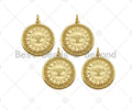 18K Dainty GoldSun Face On Round Coin Shape Pendant/Charm,Gold Medallion Charm, Necklace Bracelet Charm Pendant,22x20mm, Sku#LK230