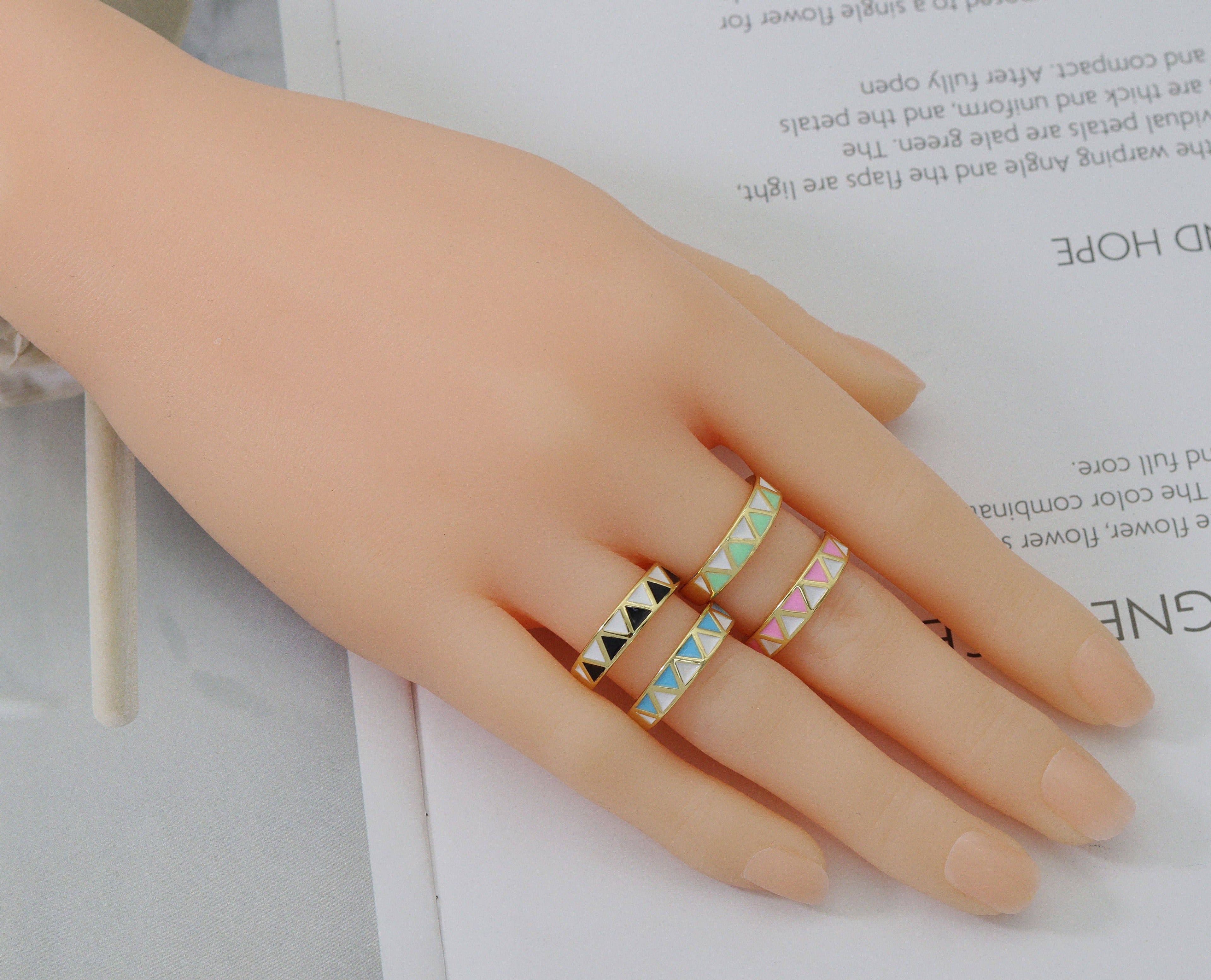 Enamel Triangle Adjustable Ring, Sku#X328