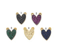 Colorful CZ Gold Heart Charm, Sku#LK772