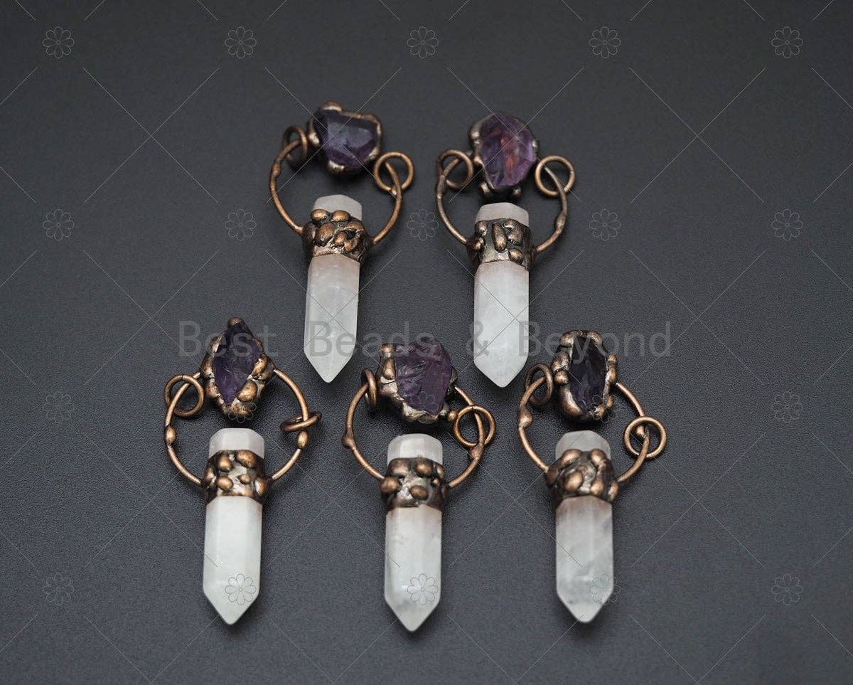 New!!! Natural Crystal Point with Amethyst Pendant, Sku#YT17