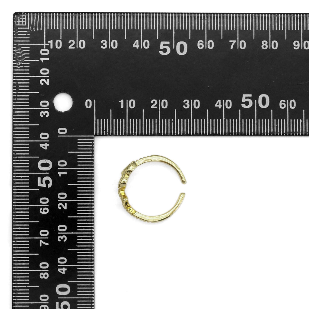 Gold CZ Heart electro wave line Adjustable Ring, Sku#LD498