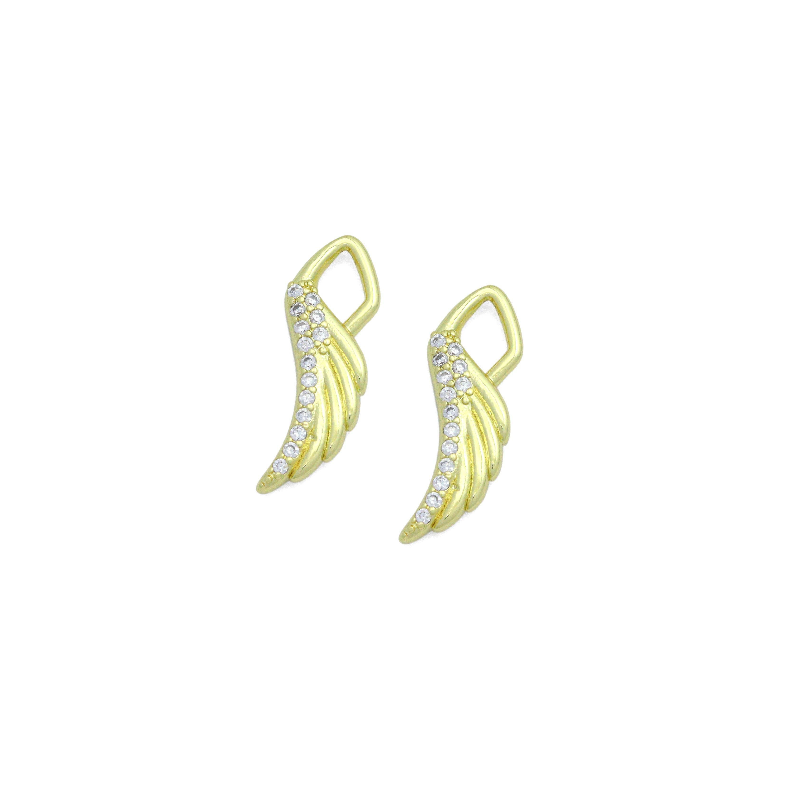 Clear CZ Gold wing Charm Pendant,Sku#LK1185