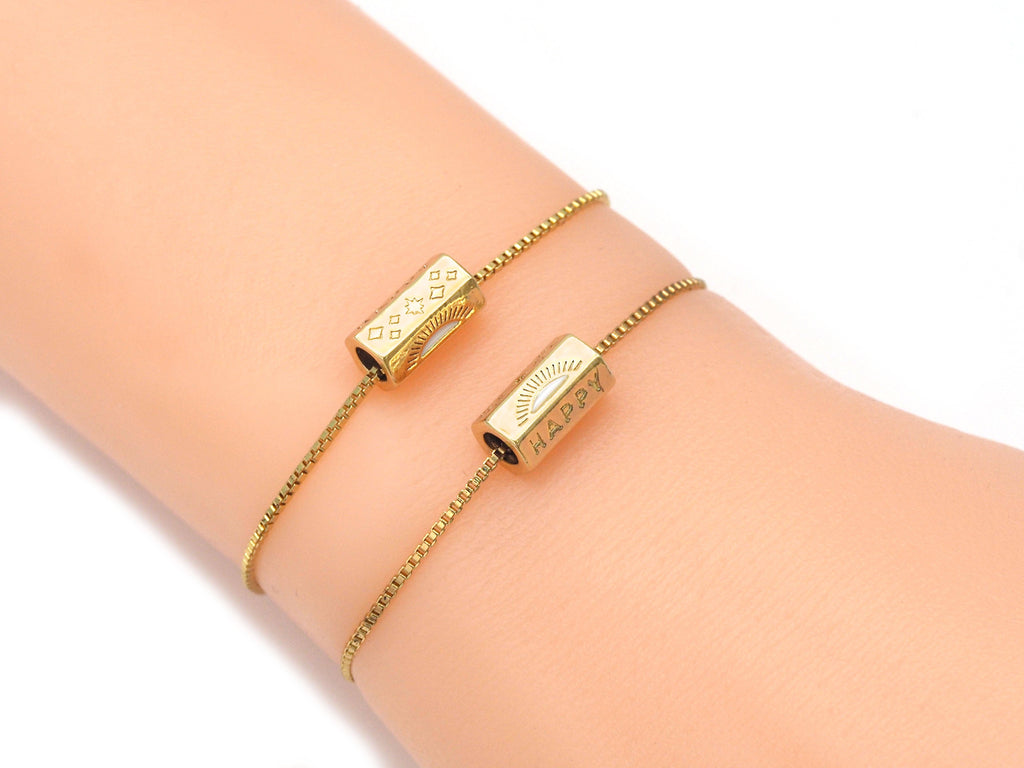 Gold Hexagon Happy Space Beads, 6x11mm, Sku#ZX88