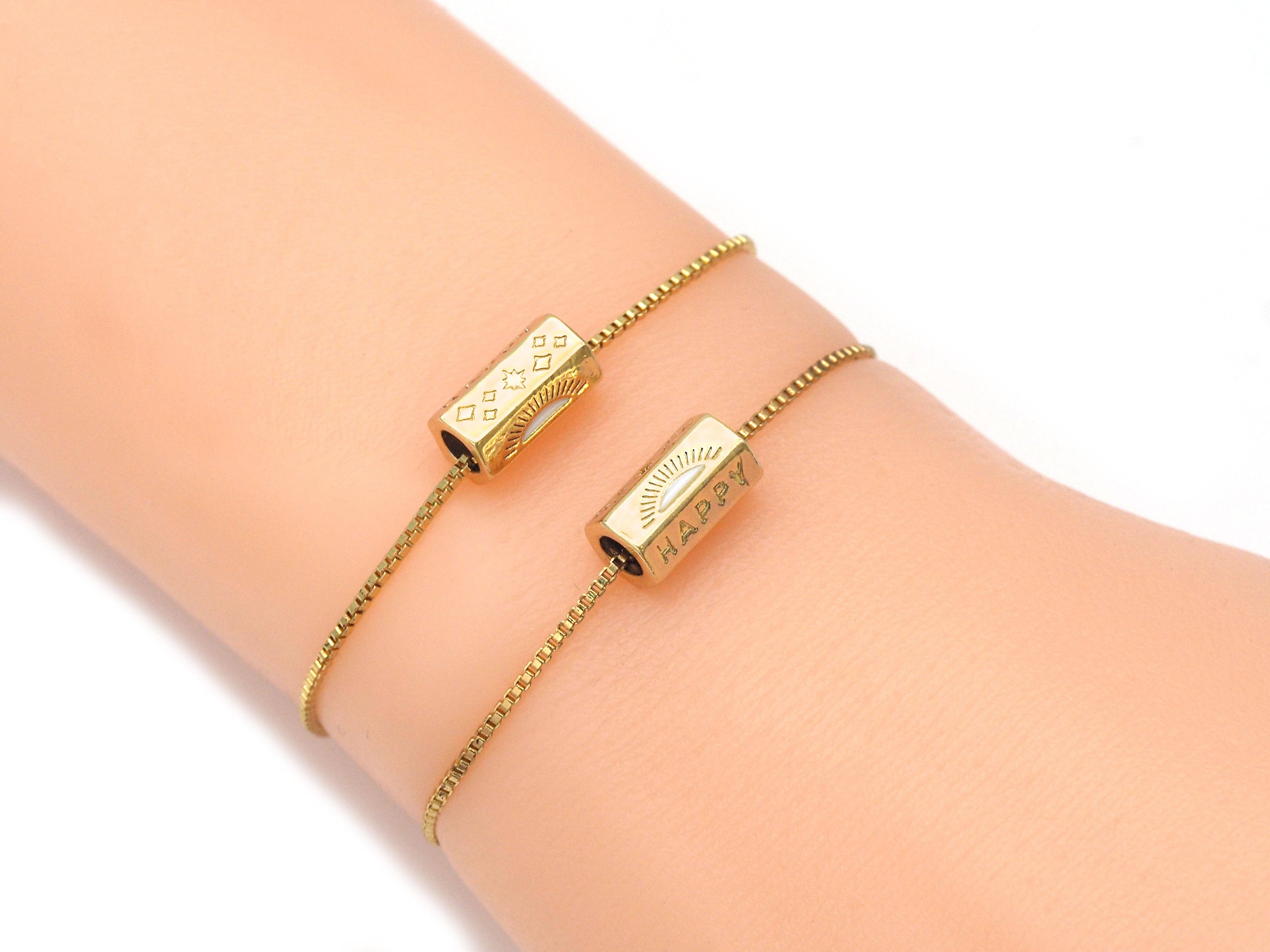 Gold Hexagon Happy Space Beads, 6x11mm, Sku#ZX88