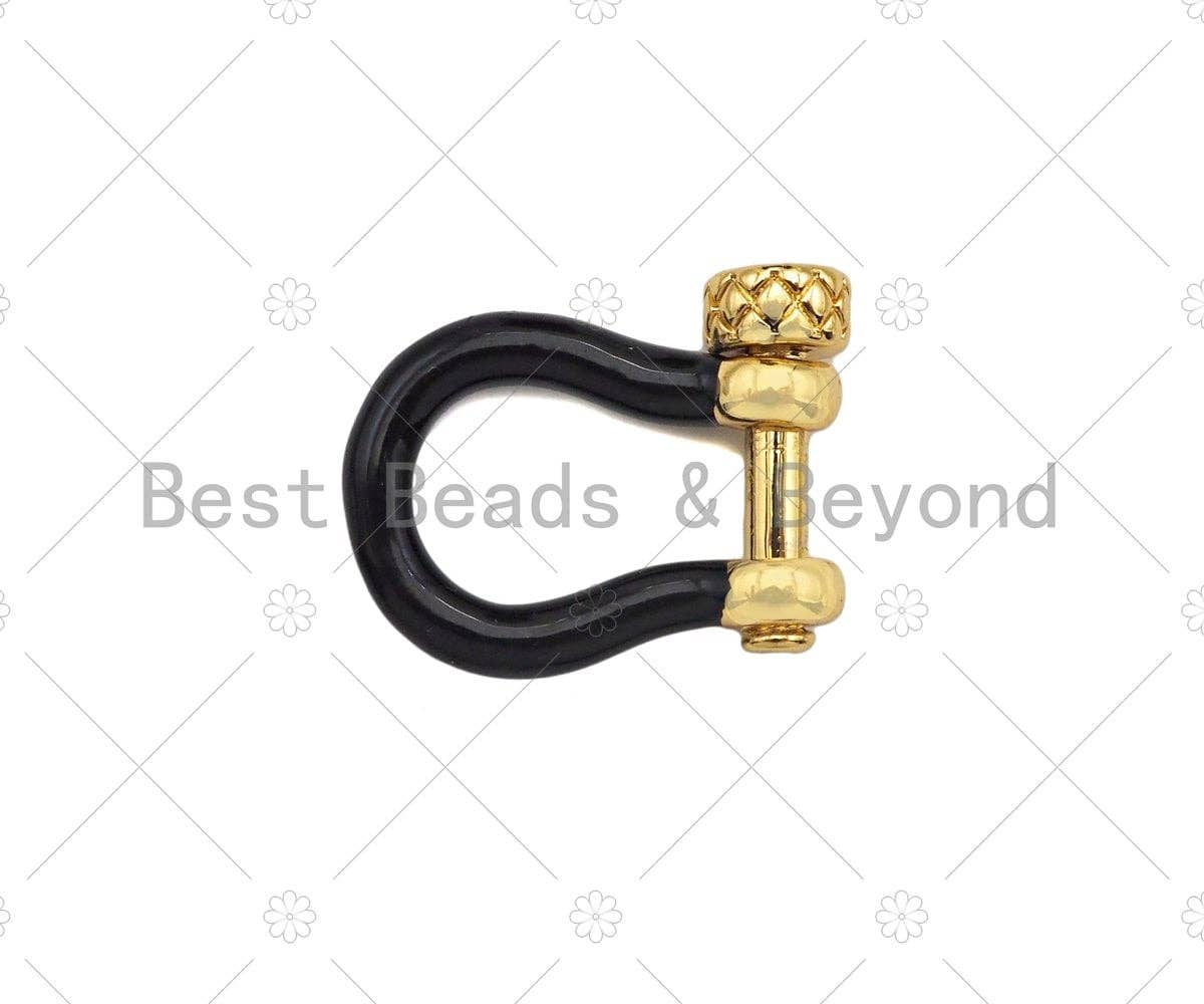Enamel U Shape clasp, Enamel Buckle Clasp, White/Black/Royal Blue/Red/Pink Screw Clasp, Buckle Clasp, 14x18mm, Sku#K176