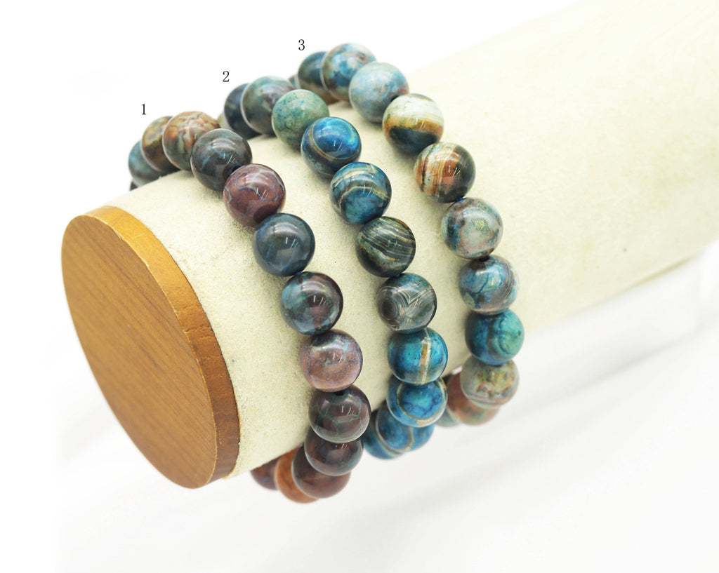 Tibetan Agate 10mm Stretchy Bracelet, Sku#EF92C