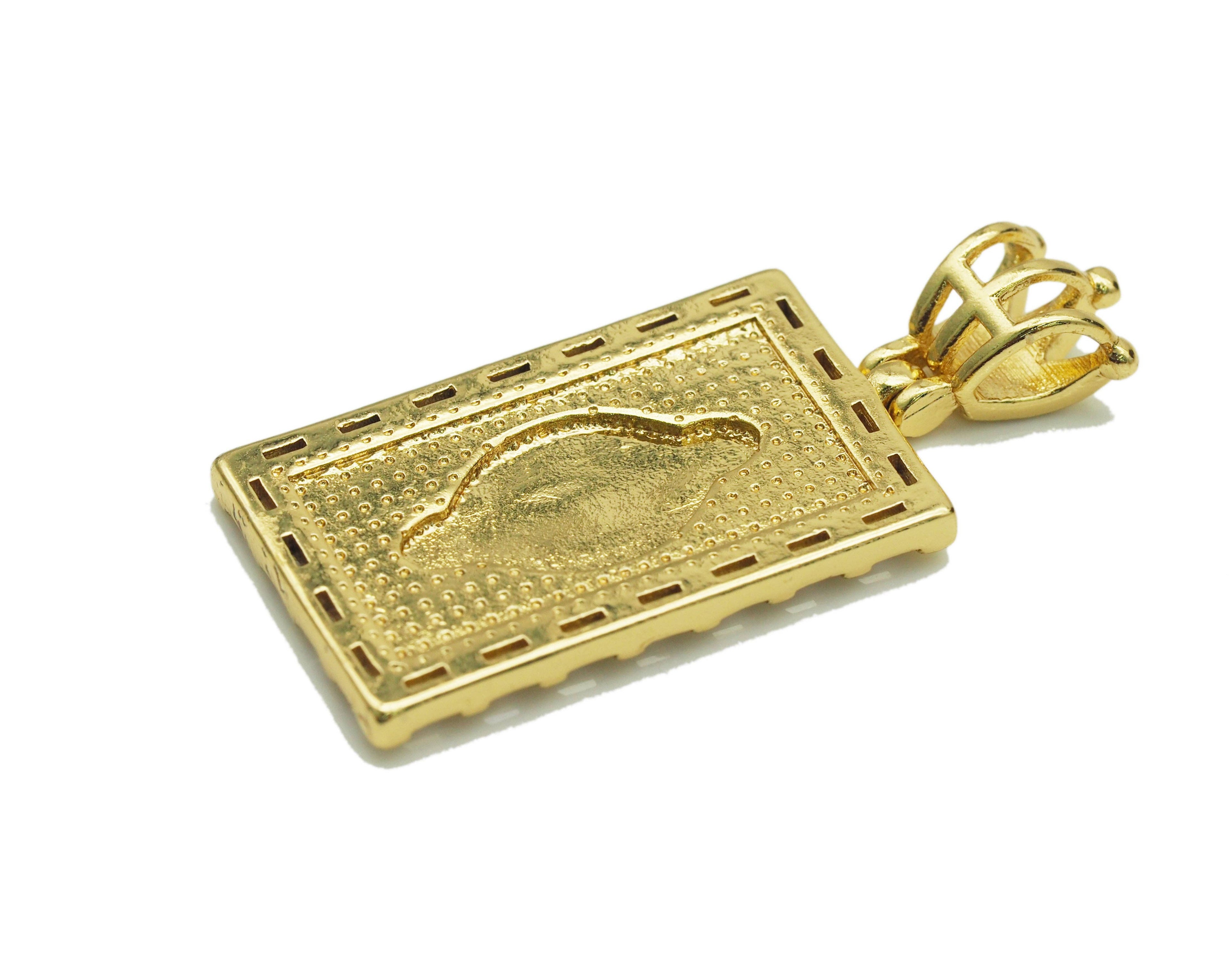 CZ Enamel Virgin Mary Pendant, Sku#JL77