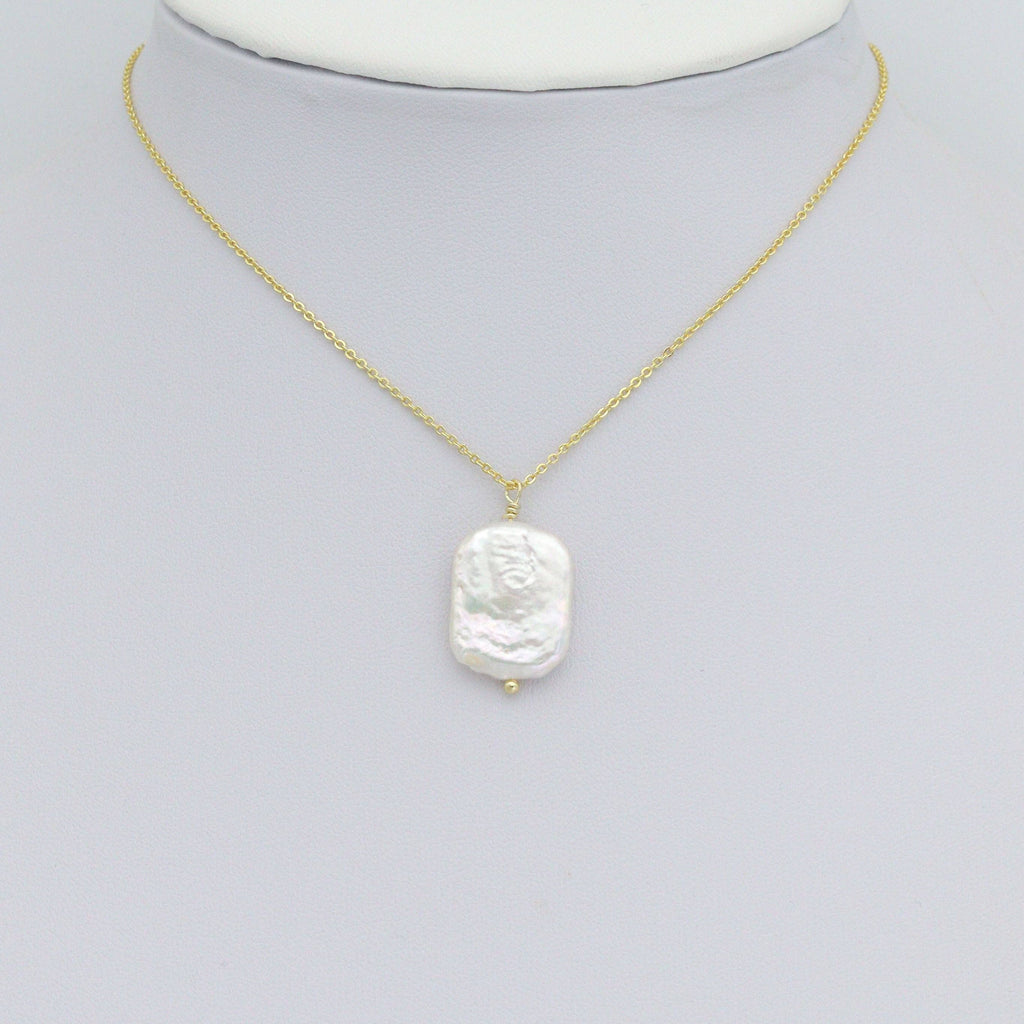 Flat Freshwater Pearl Oval shape Charm Pendant,Sku#EF727
