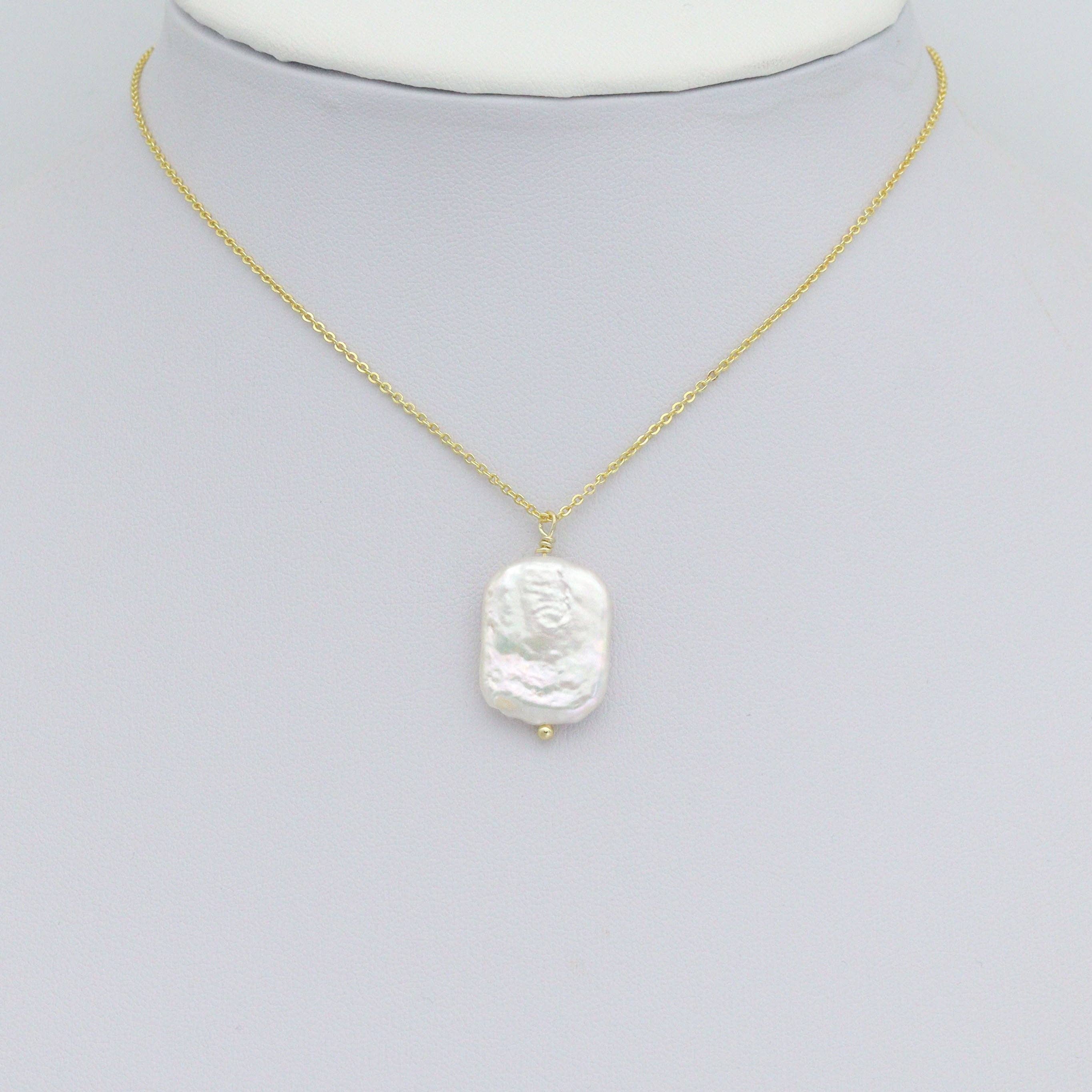 Flat Freshwater Pearl Oval shape Charm Pendant,Sku#EF727