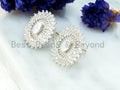 CZ Micro Pave Black and White Oval Earring studs, CZ Pave Earrings, Cubic Zirconia Earrings,18x20mm,1pair, sku#O54