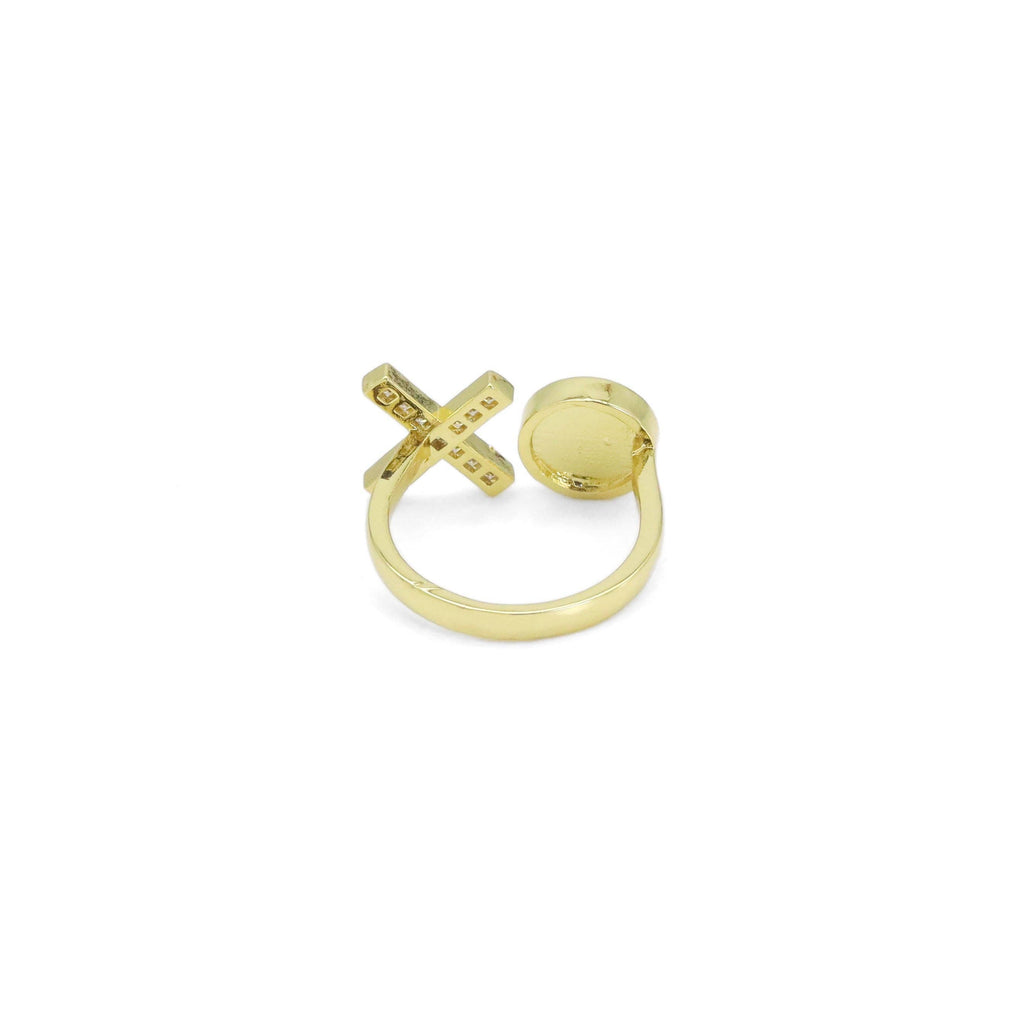 CZ Mother of Pearl XO Adjustable Ring, Sku#LX476