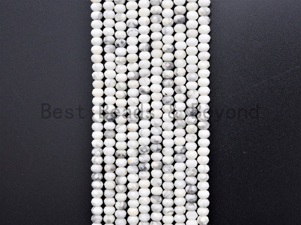 Natural Faceted Rondelle Howlite beads,2x3mm/3x5mm Natural W