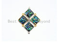 100% Natural Abalone Shell  Connector Diamond Shape with Gold/Silver Plated Edging, Abalone Shell Charm 14x18mm,SKU#Z288