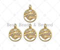 CZ Micro Pave Hug Heart On Round Ring Shape Pendant/Charm,CZ 14K Dainty Gold Charm, Necklace Bracelet Charm Pendant,16x19mm,Sku#CP18