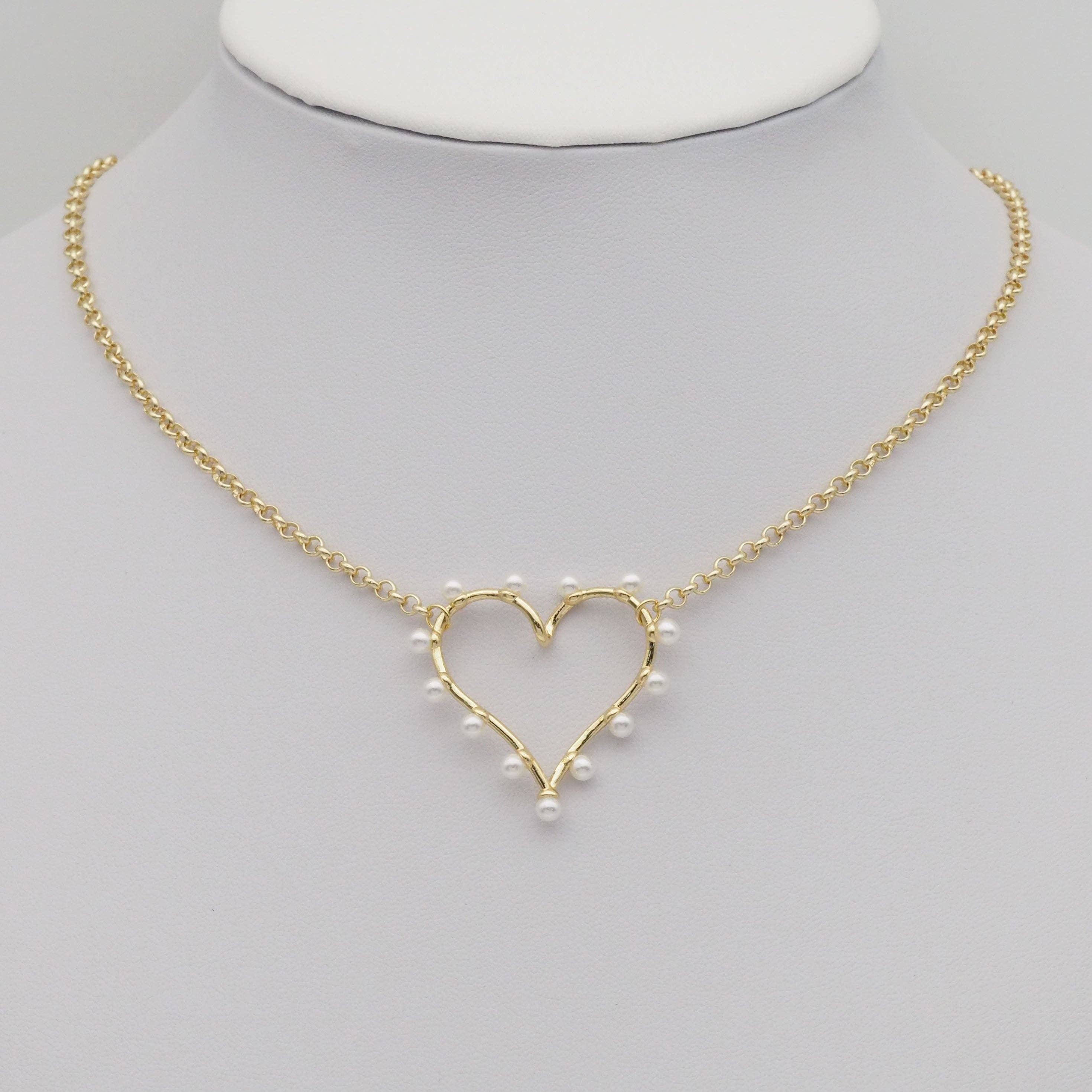 Pearl Heart Connector Pendant Charm, Sku#LK884