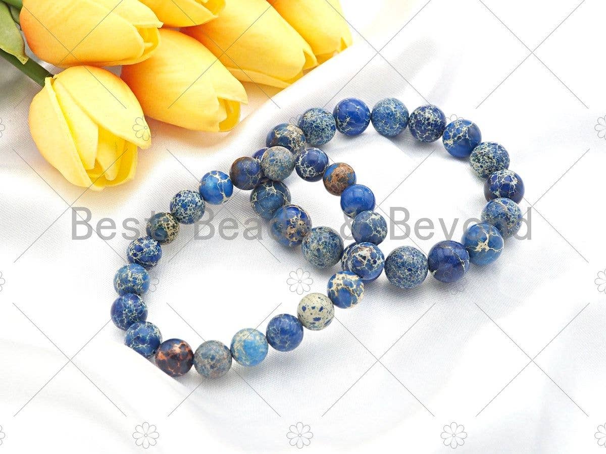 Blue Imperial Jasper Stretchy Bracelet, Sku#EF33