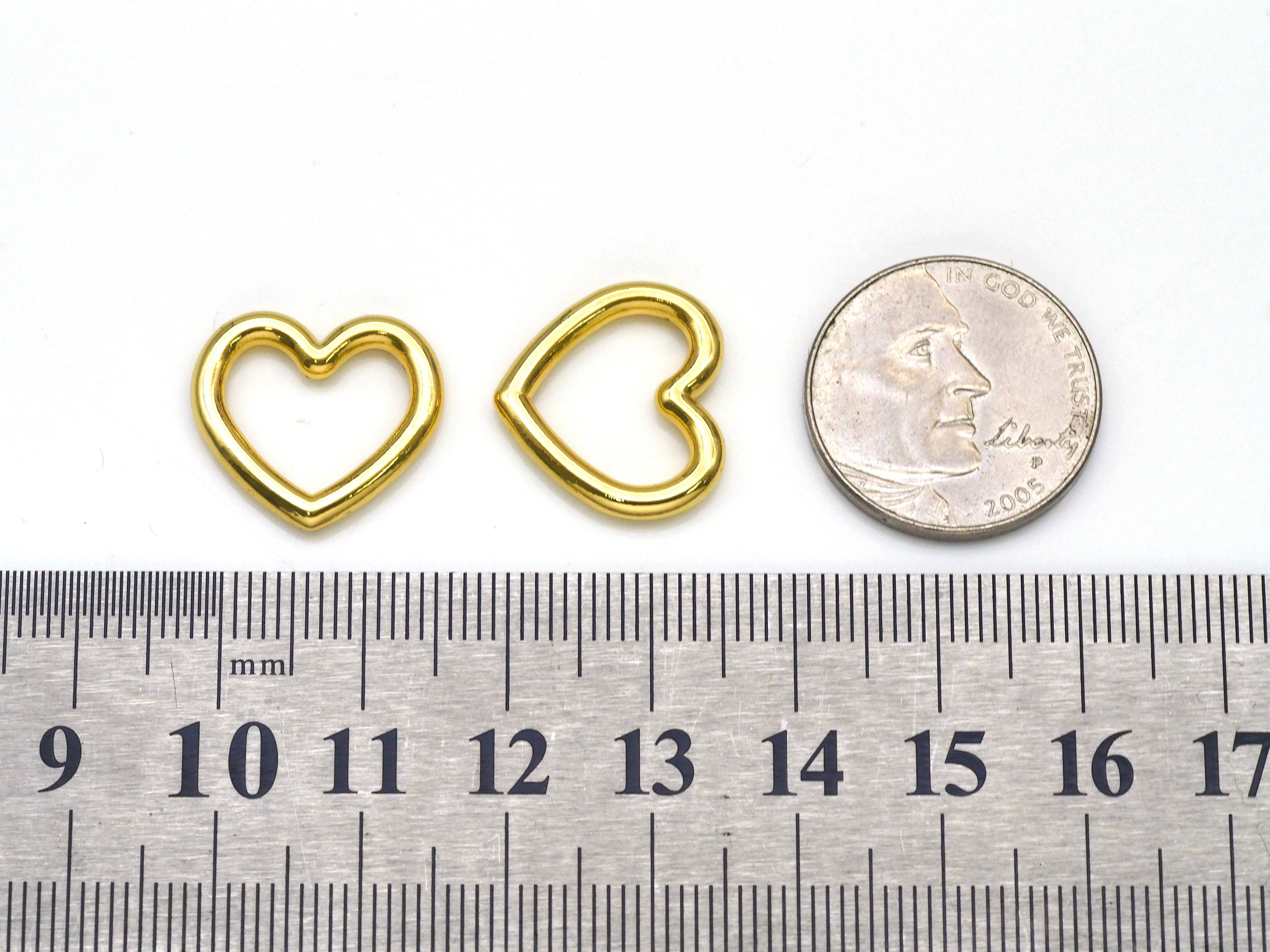 Gold Frame Heart Shape Charm, Sku#B228