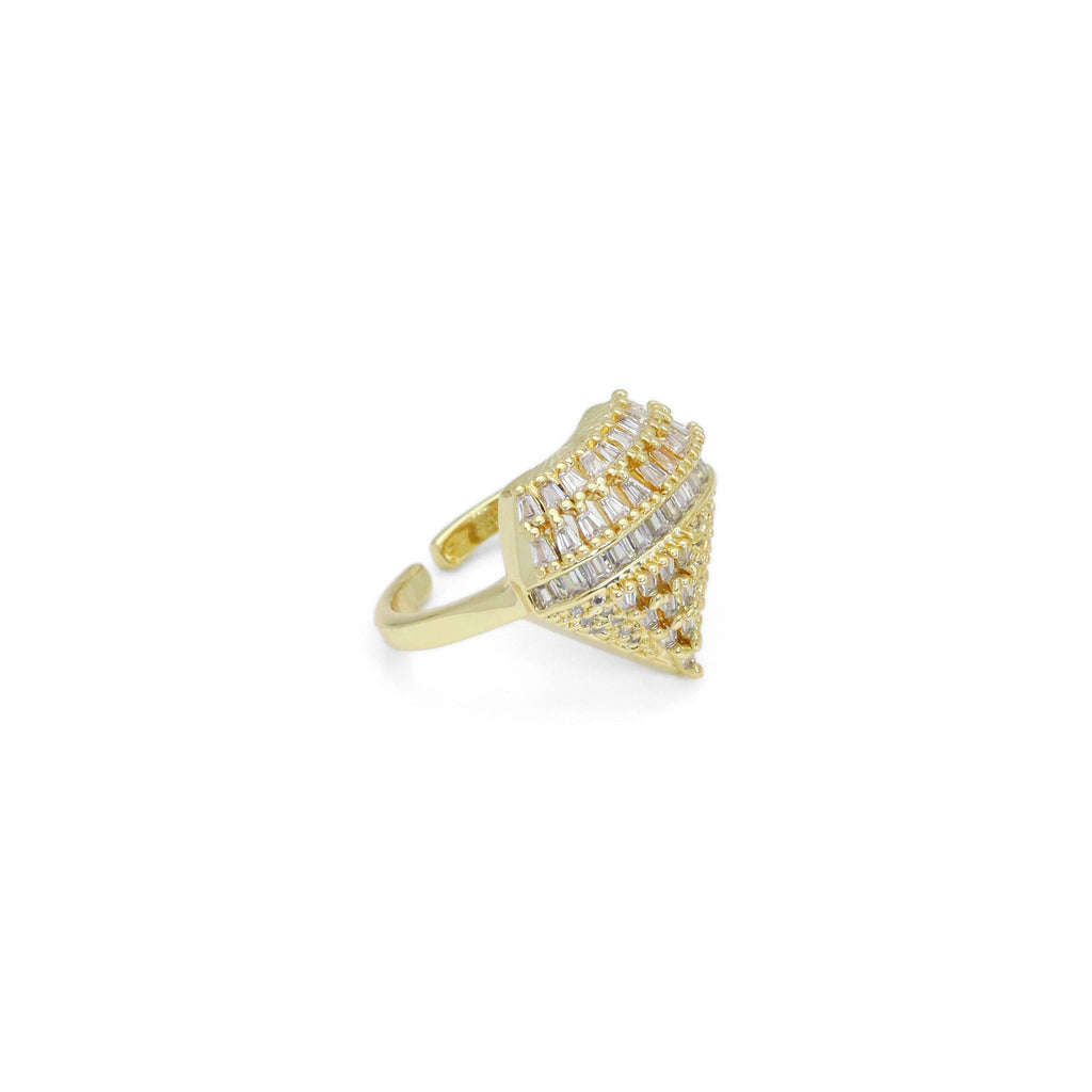 Clear/Colorful CZ Baguette Diamond Shape Statement Adjustable Ring, Sku#LX544