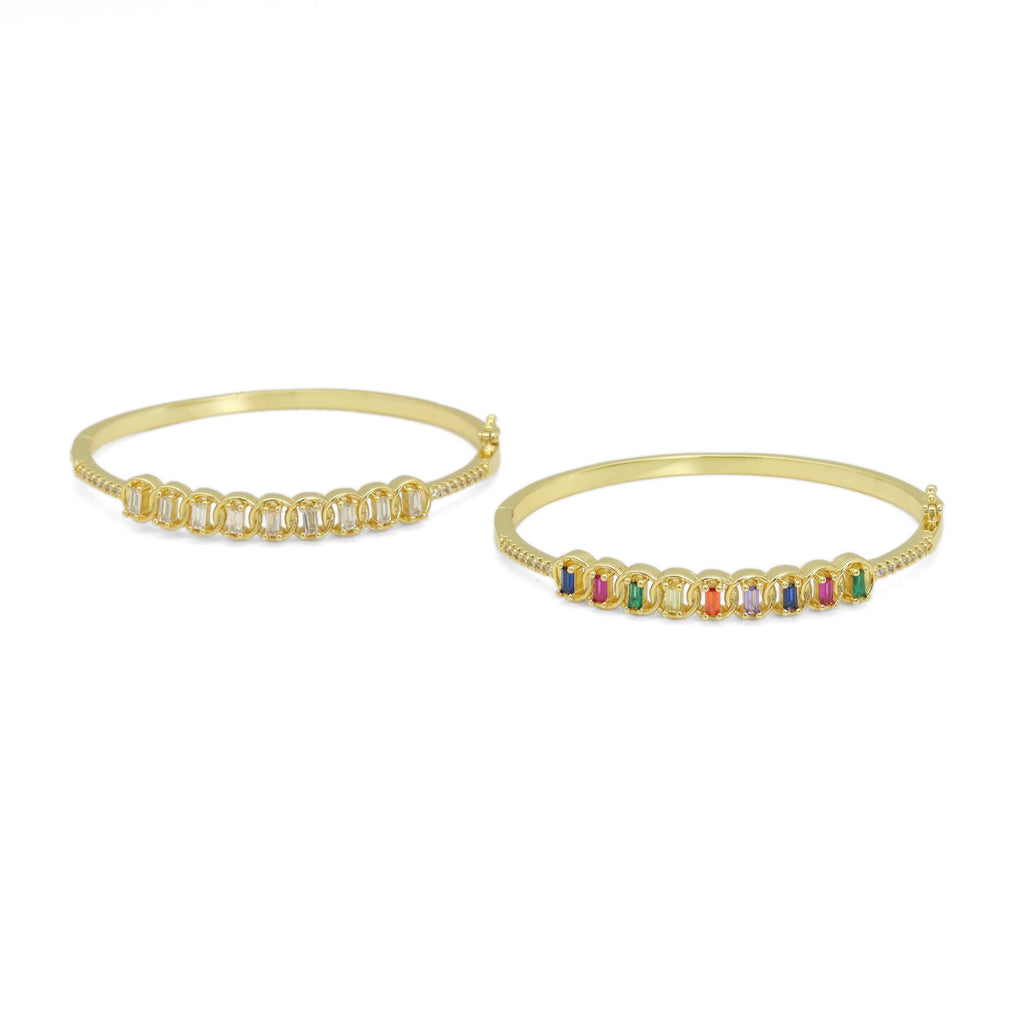 Clear Colorful Baguette CZ Adjustable Bracelet, Sku#LX503