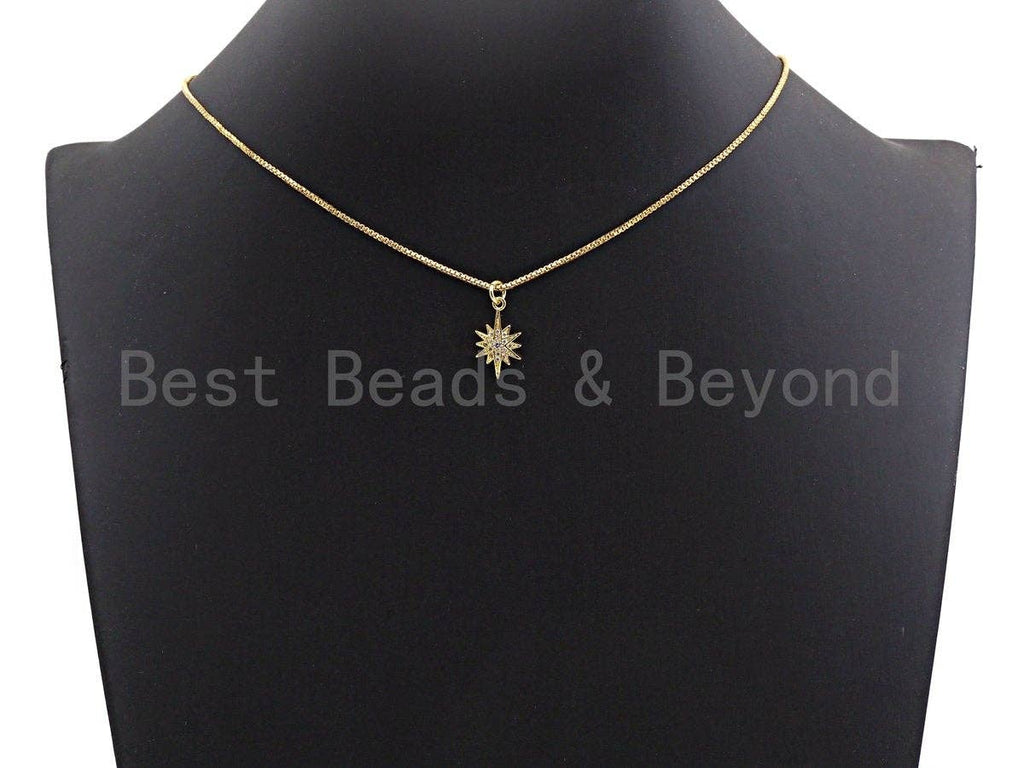 Clear CZ Micro Pave North Star Shaped Pendant/Charm, Gold/Rose gold Star Cubic Zirconia Pendant Charm,10x17mm,sku#Z588