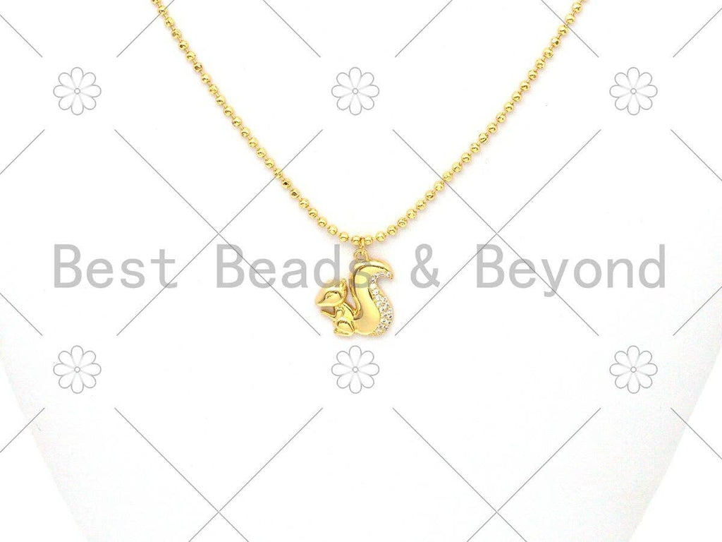 CZ Micro Pave Squirrel Shape Pendant/Charm, 18K Gold Filled Squirrel Charm, Necklace Bracelet Charm Pendant,17x19mm,Sku#Y478