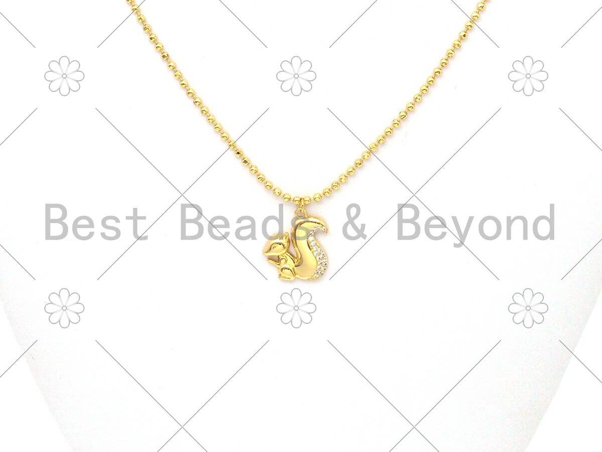 CZ Micro Pave Squirrel Shape Pendant/Charm, 18K Gold Filled Squirrel Charm, Necklace Bracelet Charm Pendant,17x19mm,Sku#Y478