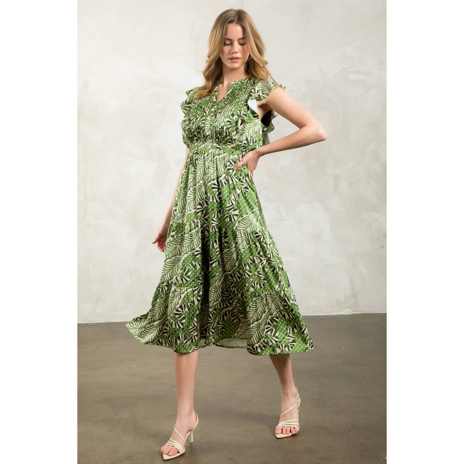 Gwen - Flutter Sleeve Print Tiered Dress
