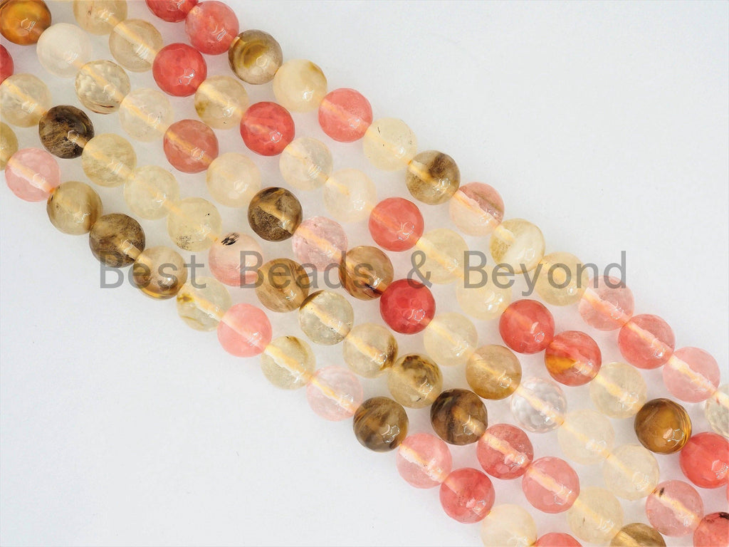 Gorgeous Strawberry Quartz Faceted Round Beads, SKU#U389