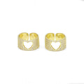 Gold Clear CZ Hollow Out Heart Adjustable Ring, Sku#Y790