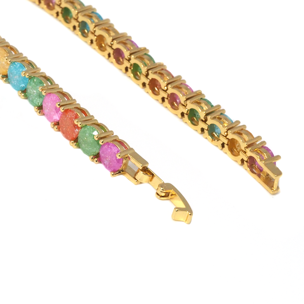 Colorful Stone Gold Adjustable Bracelet, Sku#B346