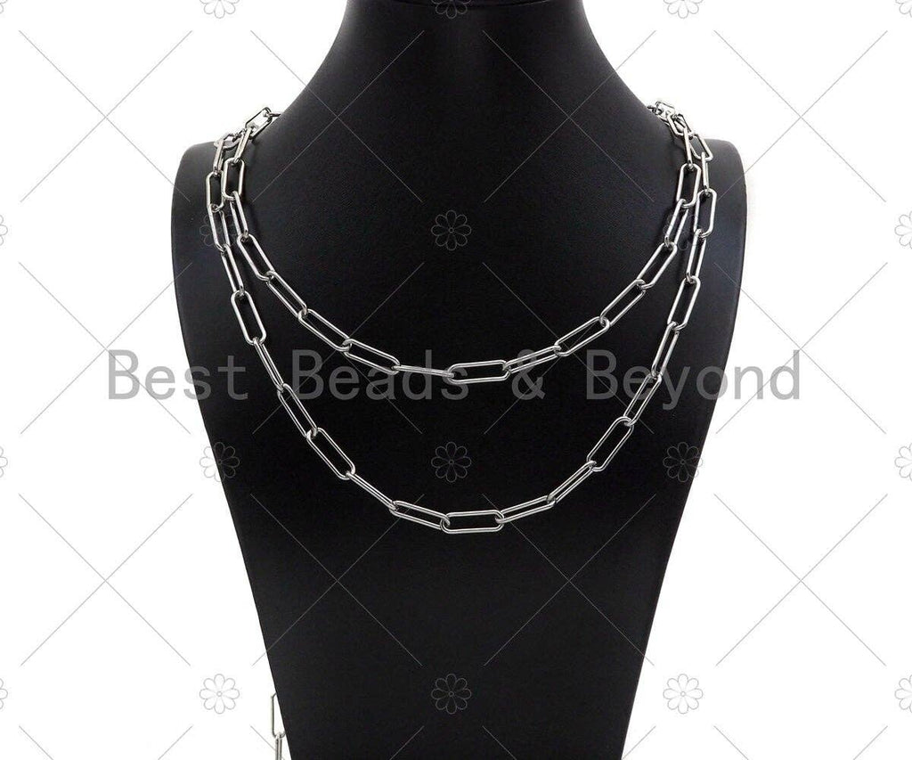 Non-tarnish Stainless Steel Paper Clip Chain, 7x19mm, Antique Silver Color Unfinished Jewelry Chains, Wholesale Chain,sku#A101
