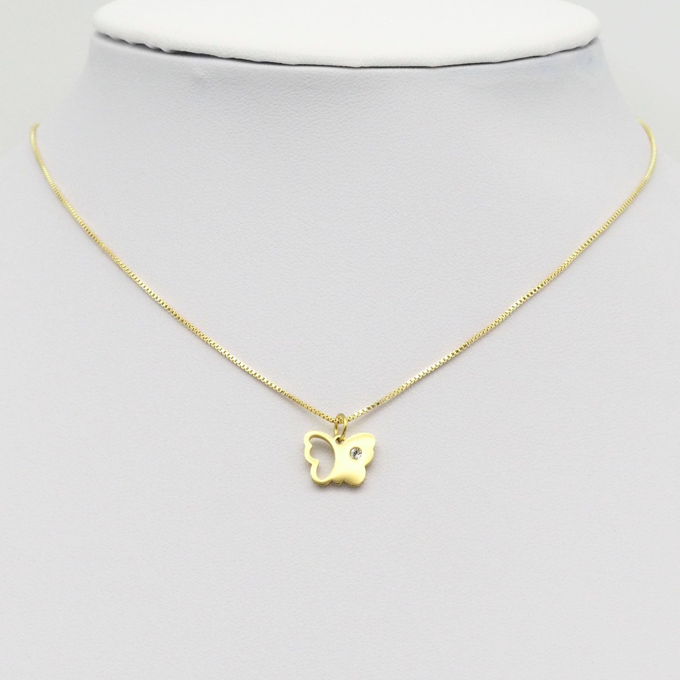 Gold Butterfly Charm with CZ on it, Sku#Y867