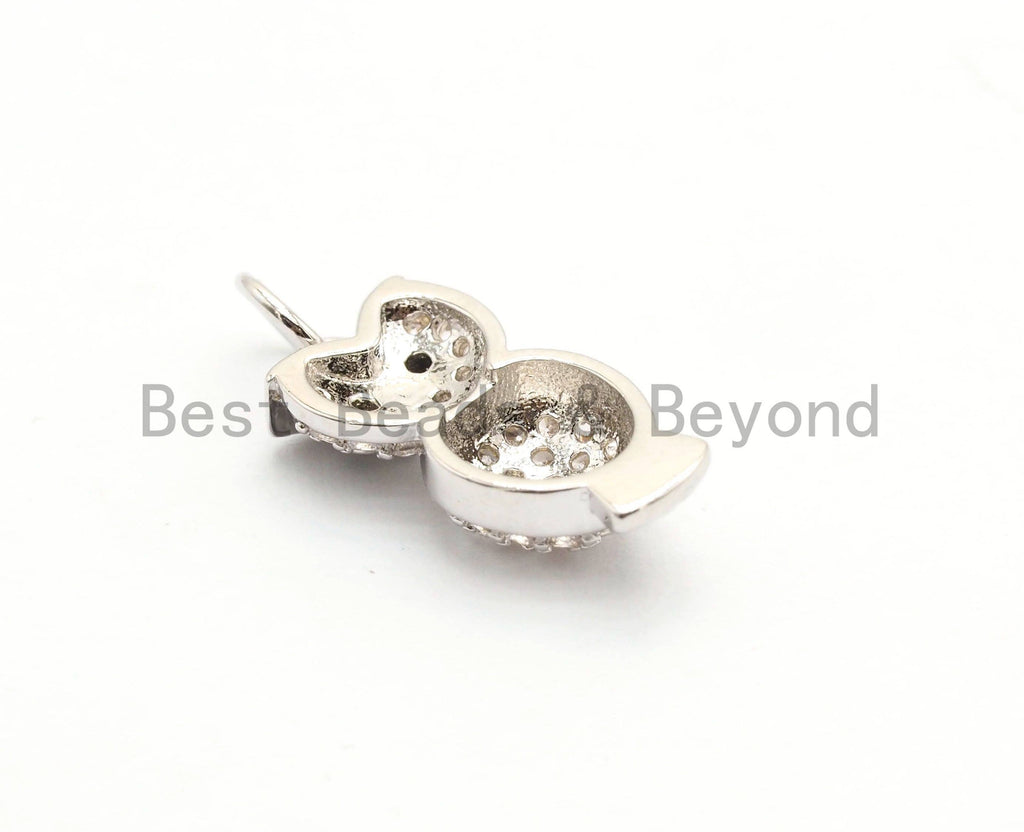 CZ Micro Pave Cute Owl Pendant, Cubic Zirconia Paved Bird Charm, Necklace Bracelet Animal Charm Pendant, 8x16mm,sku#Y152
