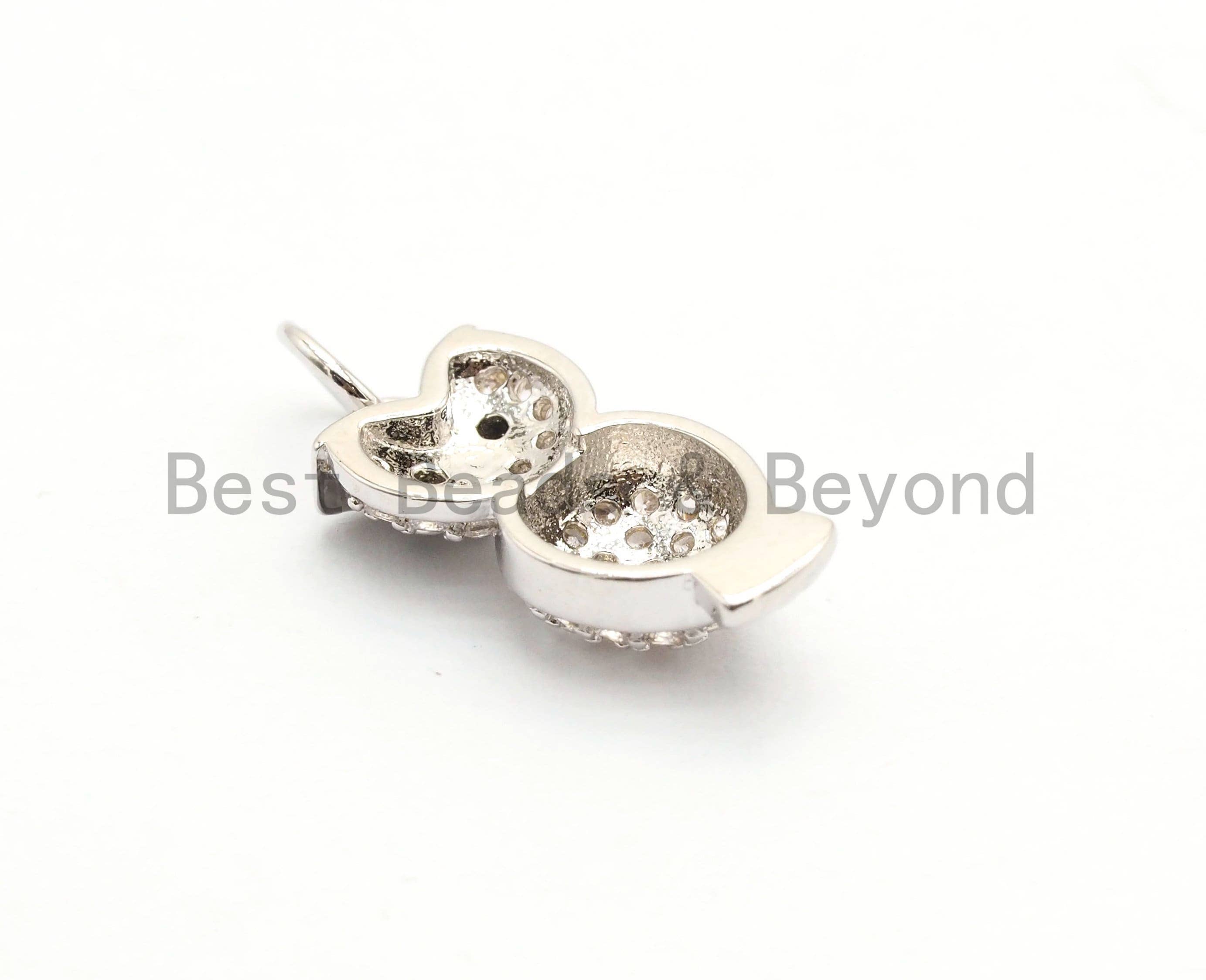 CZ Micro Pave Cute Owl Pendant, Cubic Zirconia Paved Bird Charm, Necklace Bracelet Animal Charm Pendant, 8x16mm,sku#Y152
