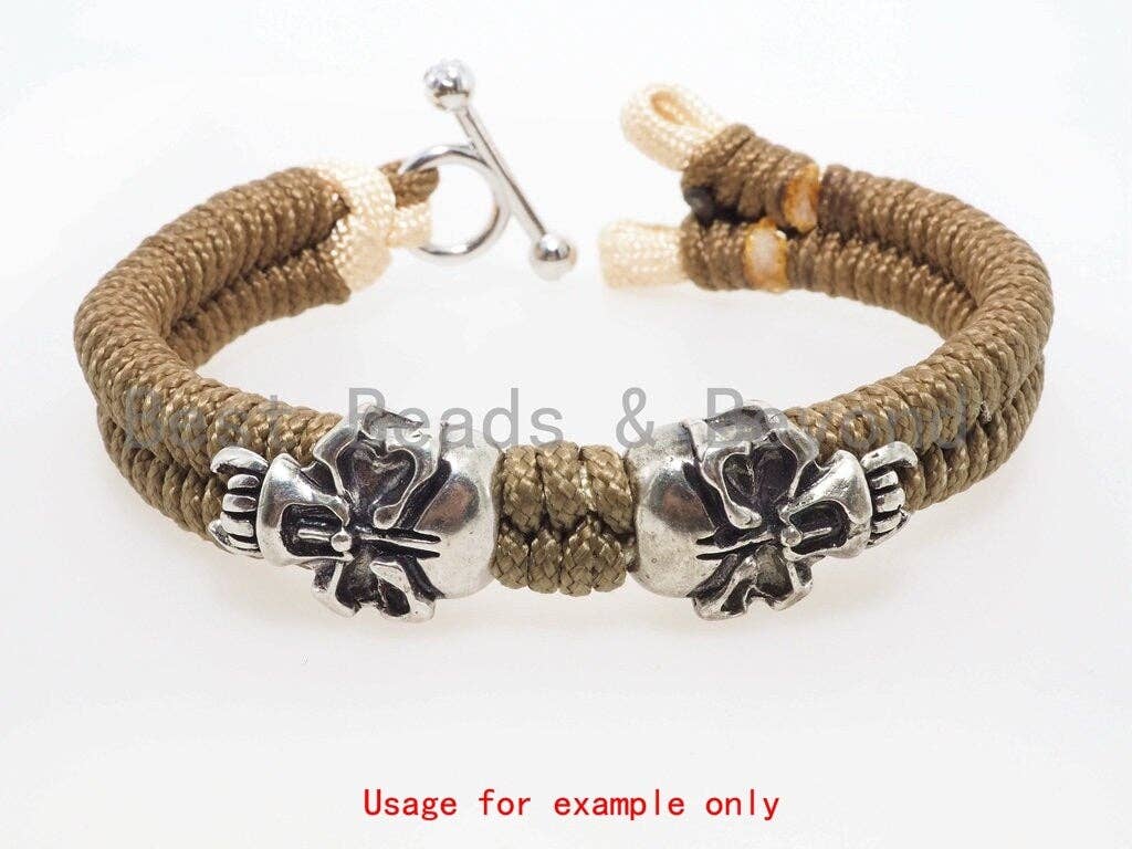 Antique Skull Bead Charm, Paracord Survival Bracelet Beads, Keychain Lanyard Making Beads, Men's Jewelry Findings, 15x20mm, sku#Y94