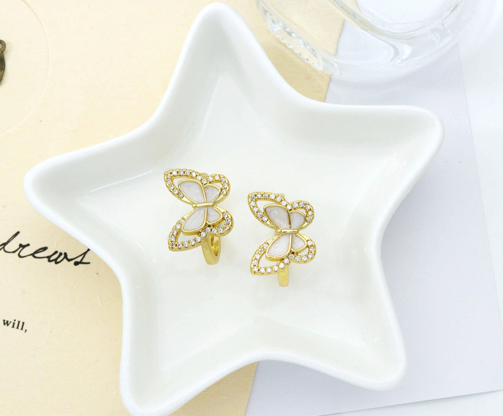 CZ Mother of Pearl Butterfly Adjustable Ring, Sku#LD264