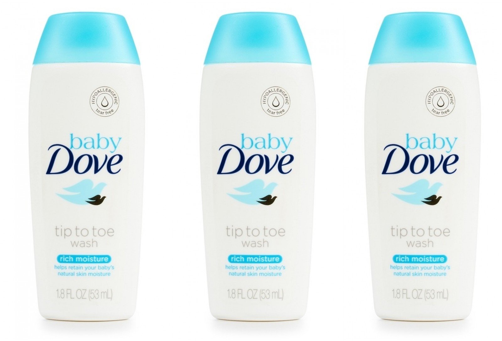 Baby Dove Gel Lavant Corps et Cheveux Hydratation Sensitive 53 ml Format Voyage (Lot de 3)