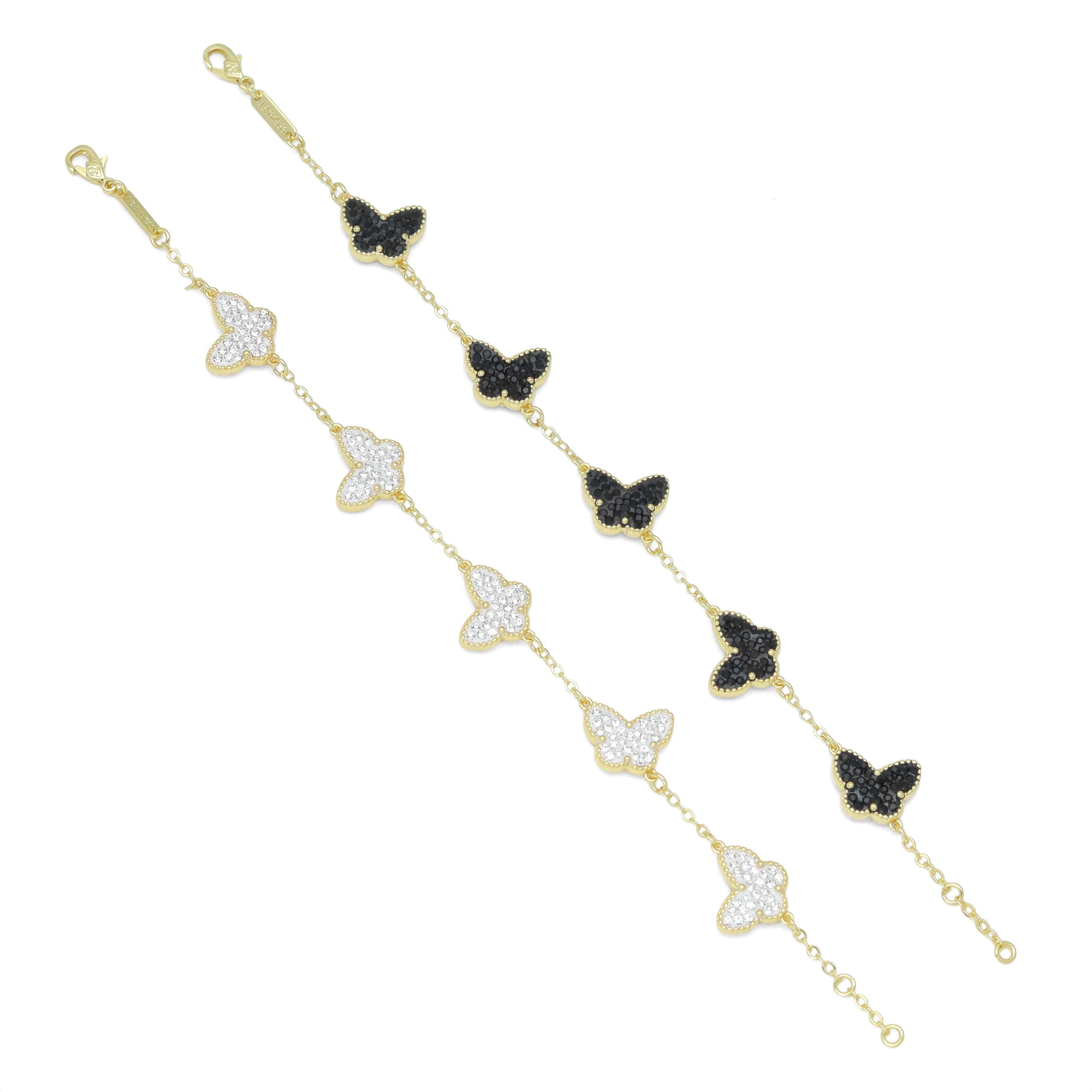 Black White Butterfly Link Adjustable Bracelet, Sku#FH236