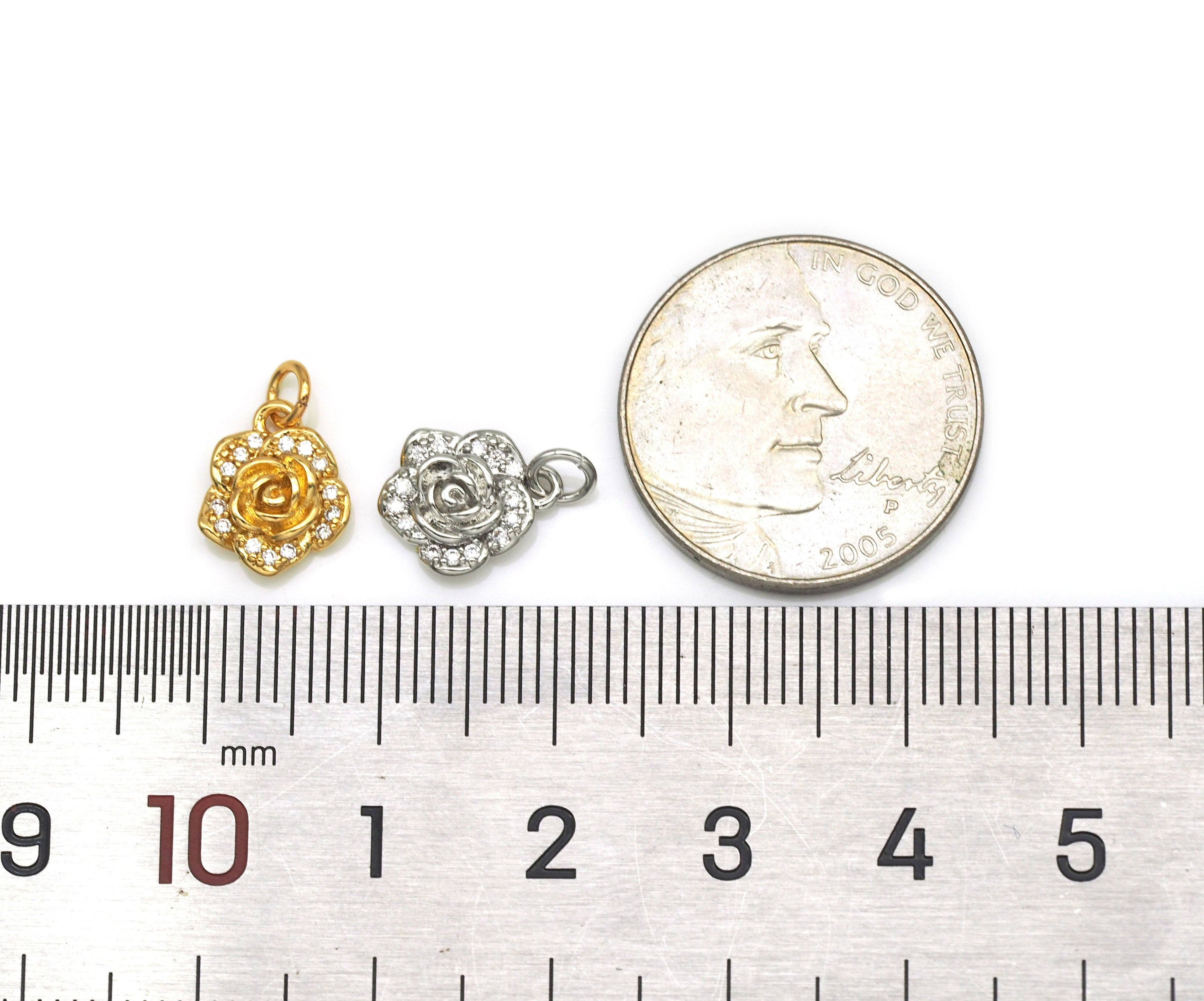 CZ Rose Flower Charm, Sku#Y625