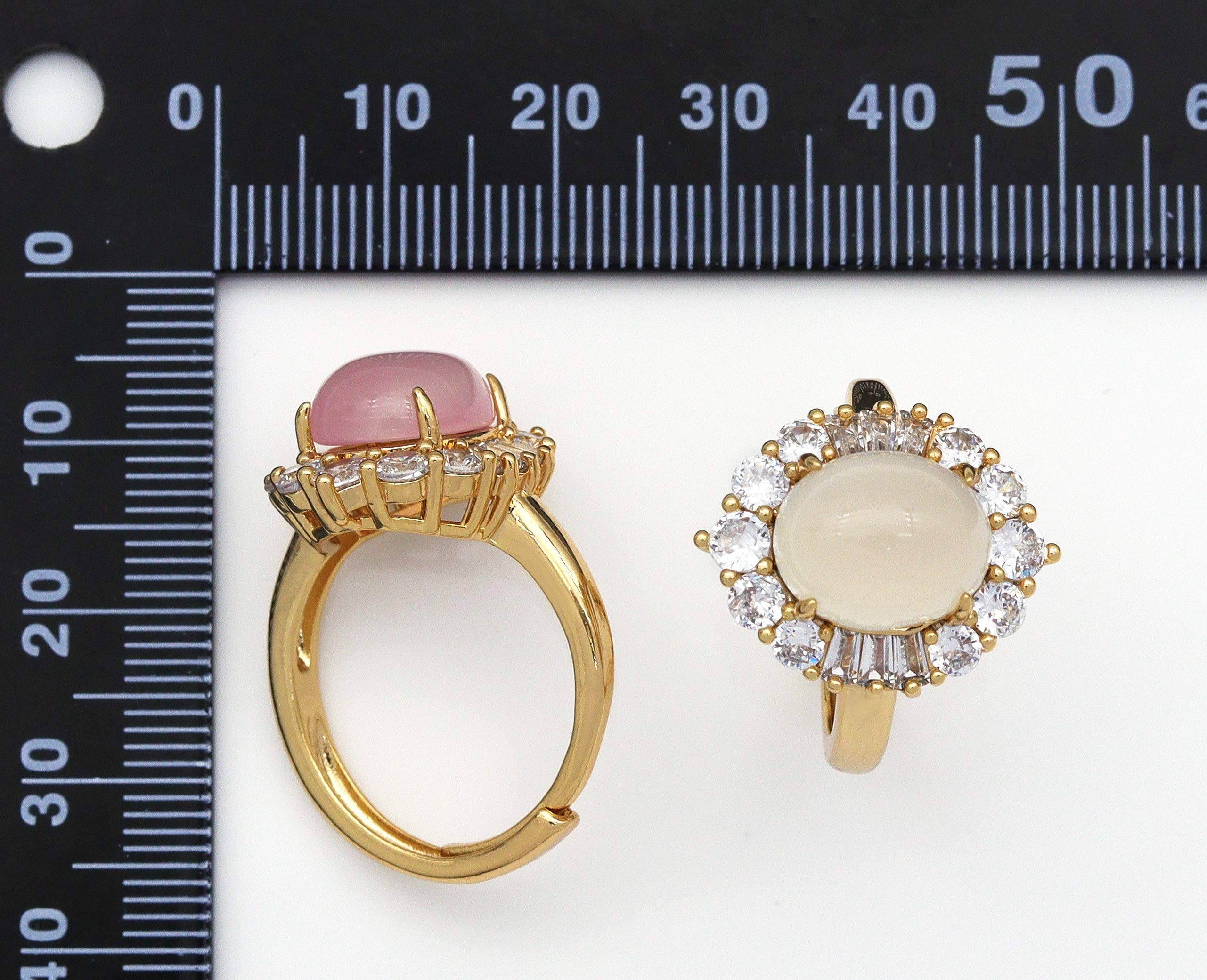 CZ Colorful Oval Jade Adjustable Ring, Sku#LX53