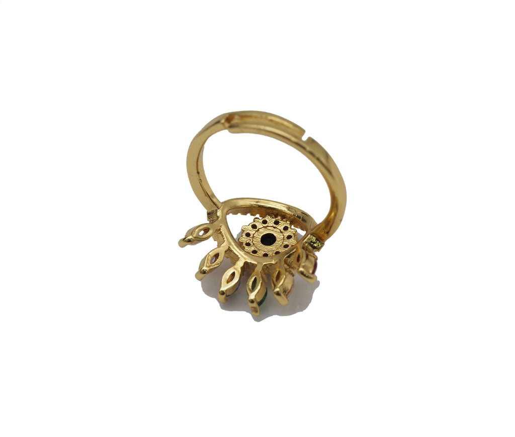 Colorful CZ Evil Eye Adjustable Ring,JL67