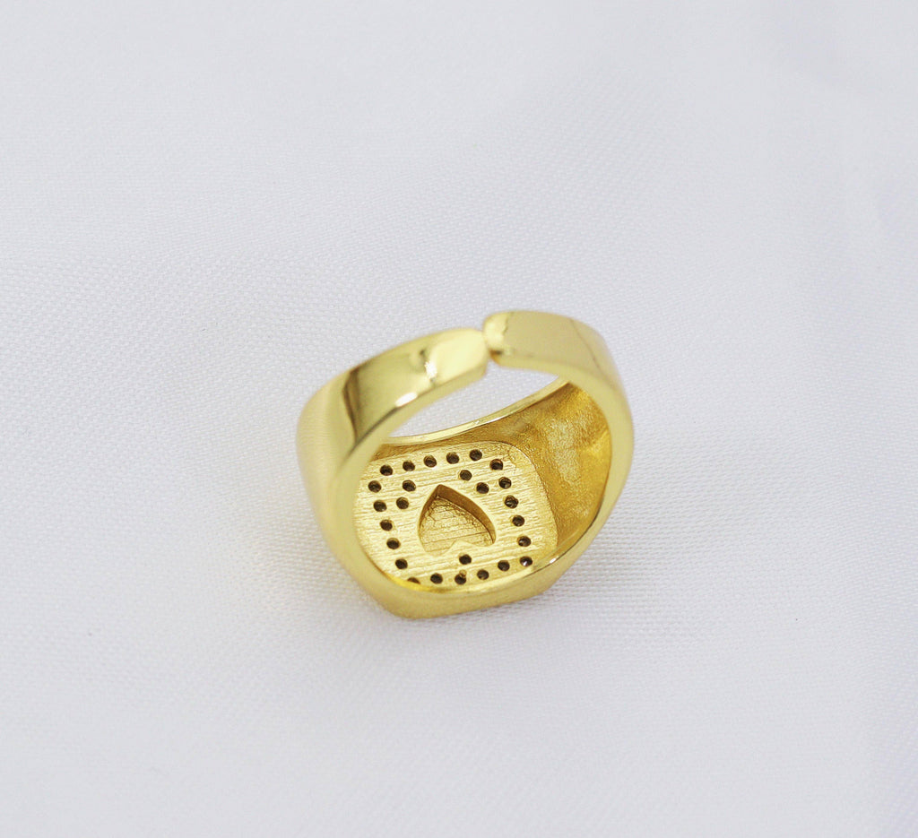 CZ Heart On Square Adjustable Ring, Sku#JL105