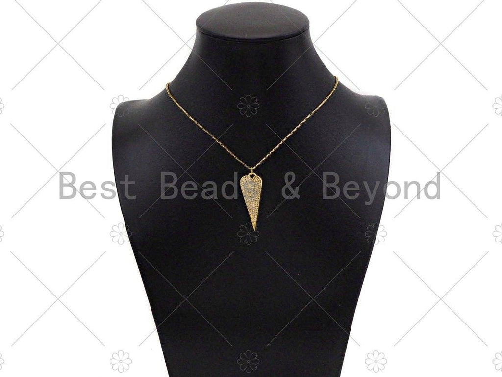 CZ Micro Pave Heart Shape Pendant/Charm,Cubic Zirconia long heart Charm, Heart Necklace Bracelet Charm Pendant,14x36mm, Sku#Y413